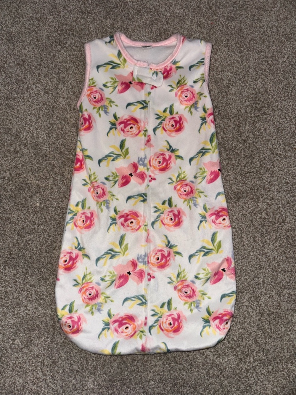 Modern Baby Floral Sleep Sack 6-9M Pink White Baby Wearable Blanket